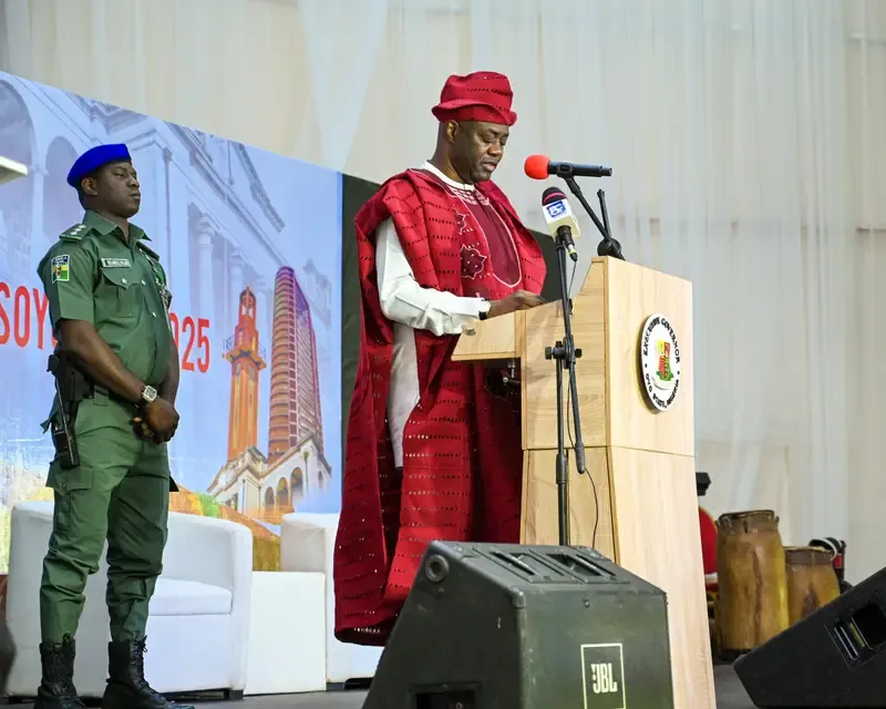 The Governor of Oyo State addressing guests at the ITS Oyo 2025 International Tourism Summit
