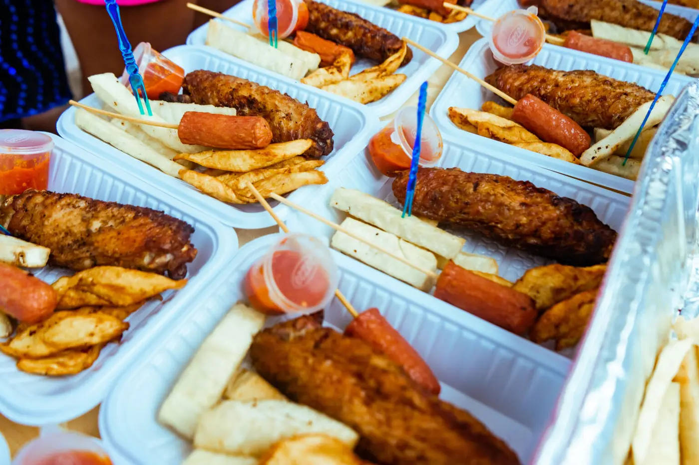 Individually plated small-chops served to guests at a celebration